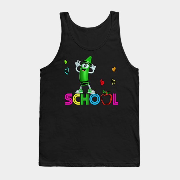 Colored Pencil School Apple And Hearts Gift Motif Tank Top by Shirtjaeger